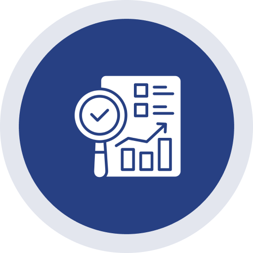 Analytics report icon with magnifying glass