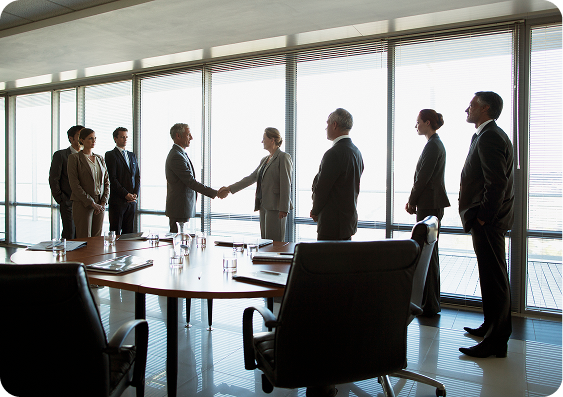 Corporate team meeting in conference room