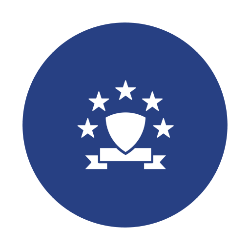 Blue emblem with shield and stars